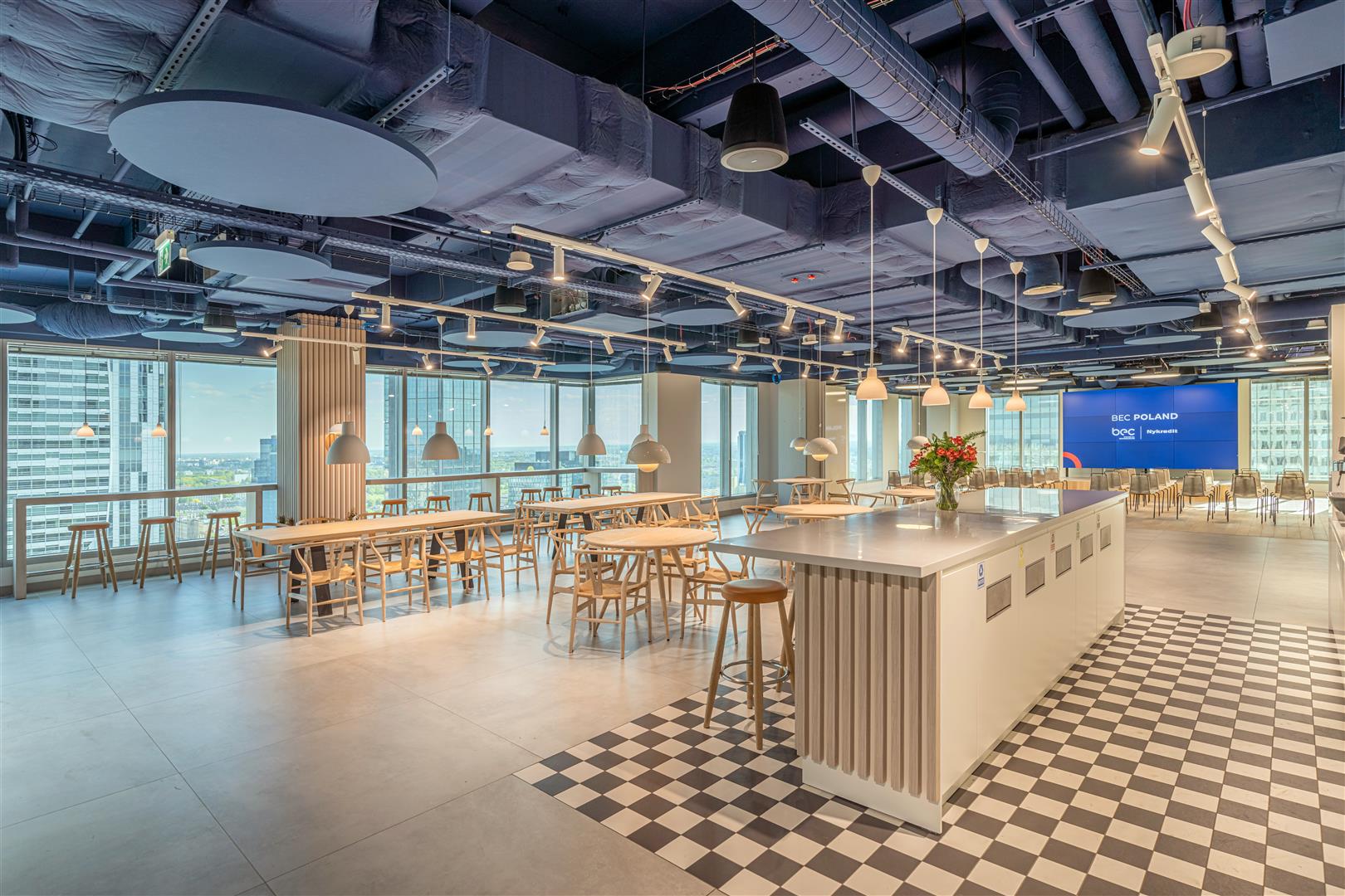 Main event space prepared for a live session